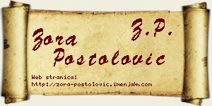 Zora Postolović vizit kartica